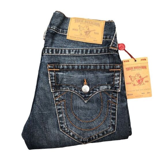 BRAND New True Religion Jeans Size 28 STRAIGHT FLAP T Blue - Picture 7 of 8